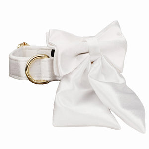 Bowtie Dog Collar Leash Harness White Unique Style Necklace with Detachable Bow Tie for Puppy Small Medium Large Dogs Wedding