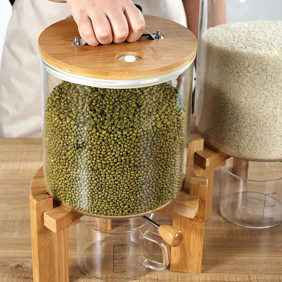 5L/7.5L Rice Dispenser Flour and Cereal Container Creative Glass Food Storage Container for Kitchen Organization