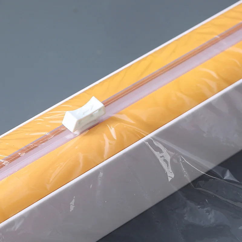 Practical Kitchen Tool Plastic Wrap Dispenser with Cutter, Adjustable Foil & Cling Film Storage Box Food Wrap Organizer
