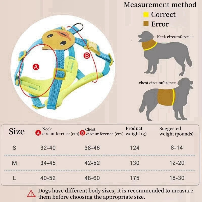Cute Duck Adjustable Cat Harness Leash Pets Collar for Small Dog Cats Safe Comfortable Outdoor Walks Rope For Puppy Accessorie