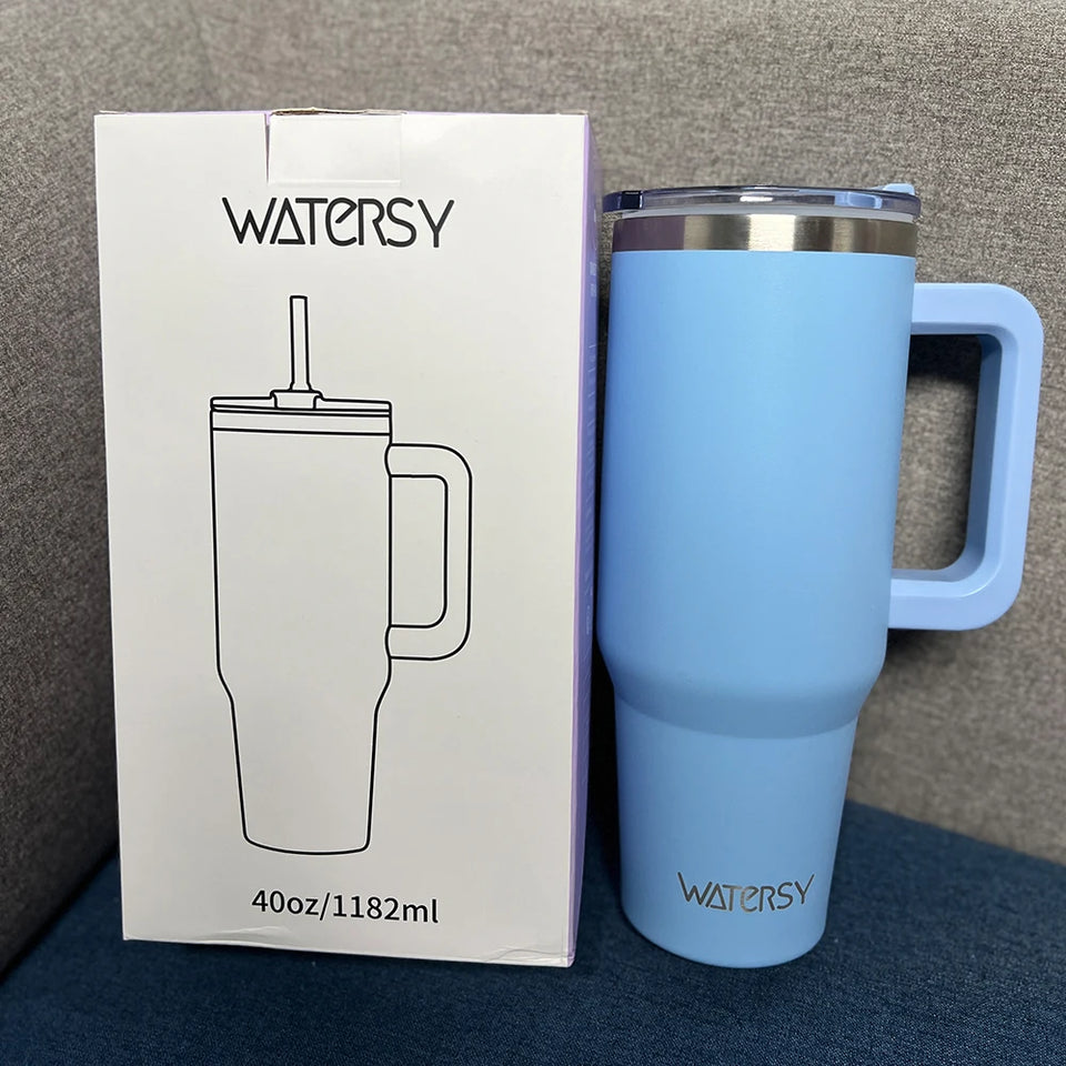 891/1182ml Insulated Mug With Handle And Straw Large Capacity 40oz Tumbler Stainless Steel Water Bottle Office Home Thermal Mug