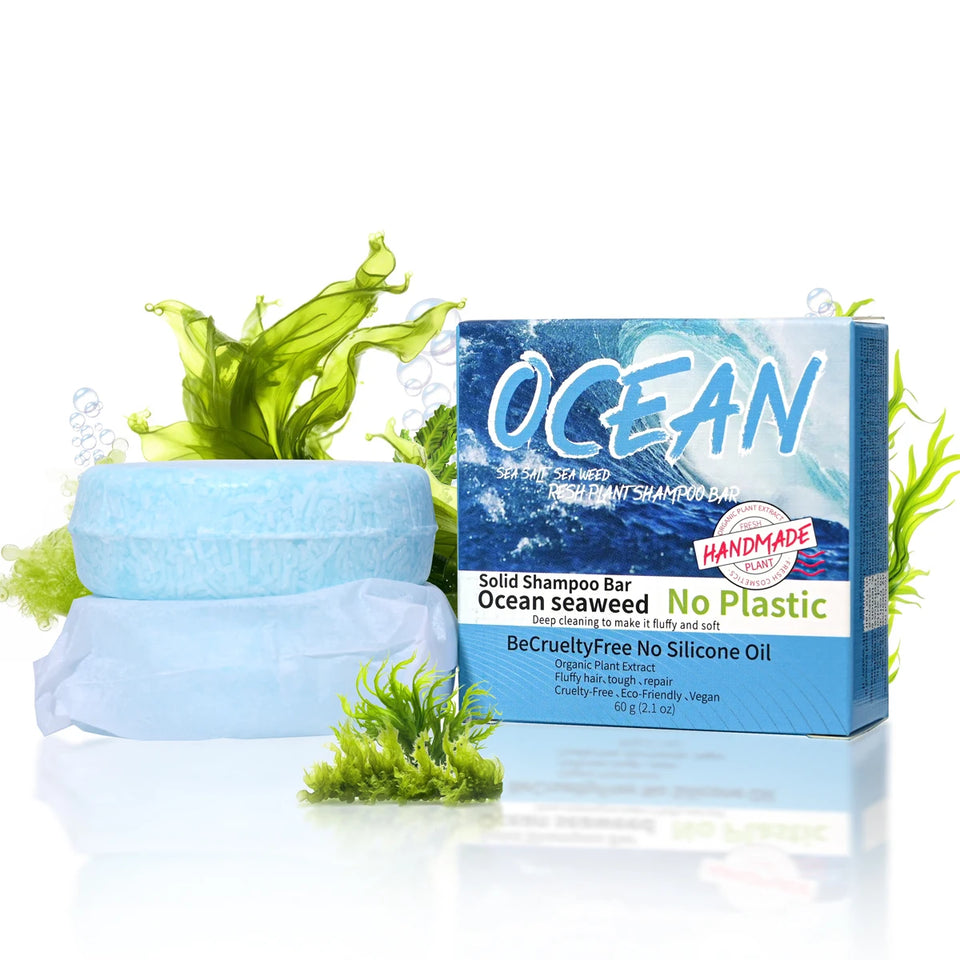 Refreshing Ocean Shampoo Seaweed essence Handmade Soap Soft and Tough Hair Care Soap Men's Shampoo