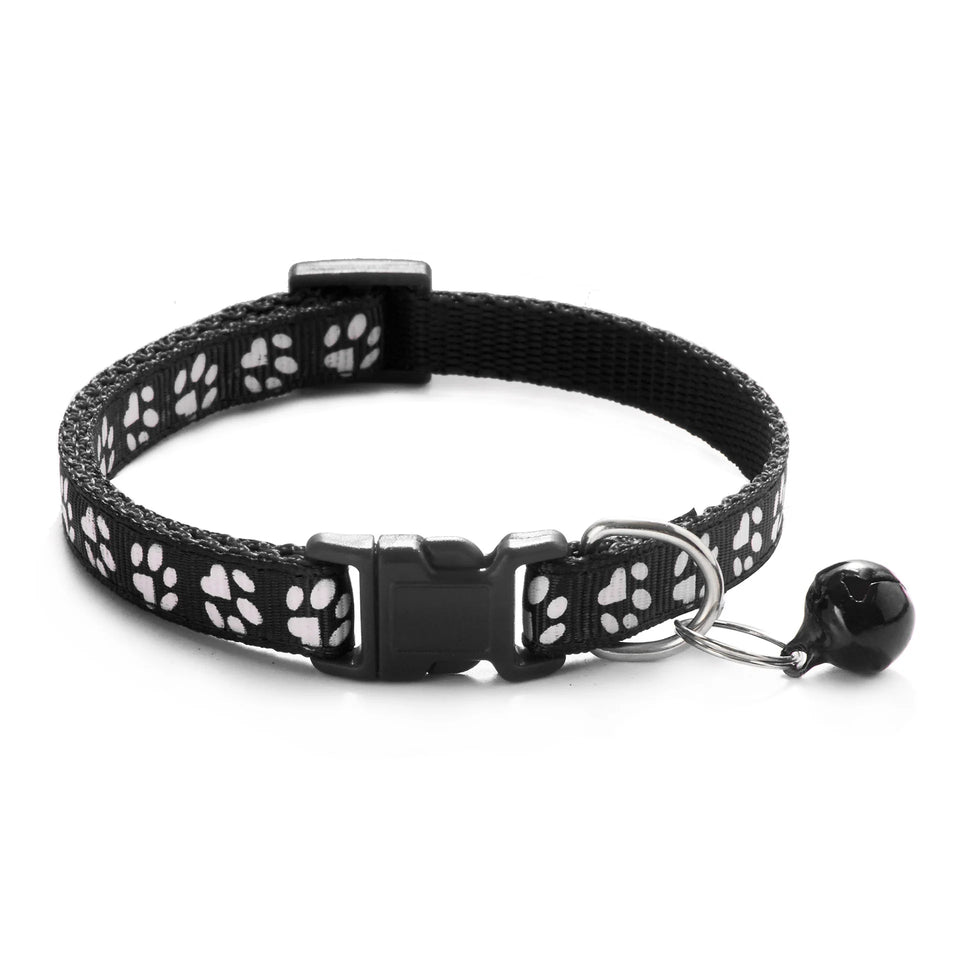 HABO Collar With Bell Cartoon Footprint Colorful Dog Puppy Cat Accessories Kitten Collar Adjustable Safety Bell Ring Necklace