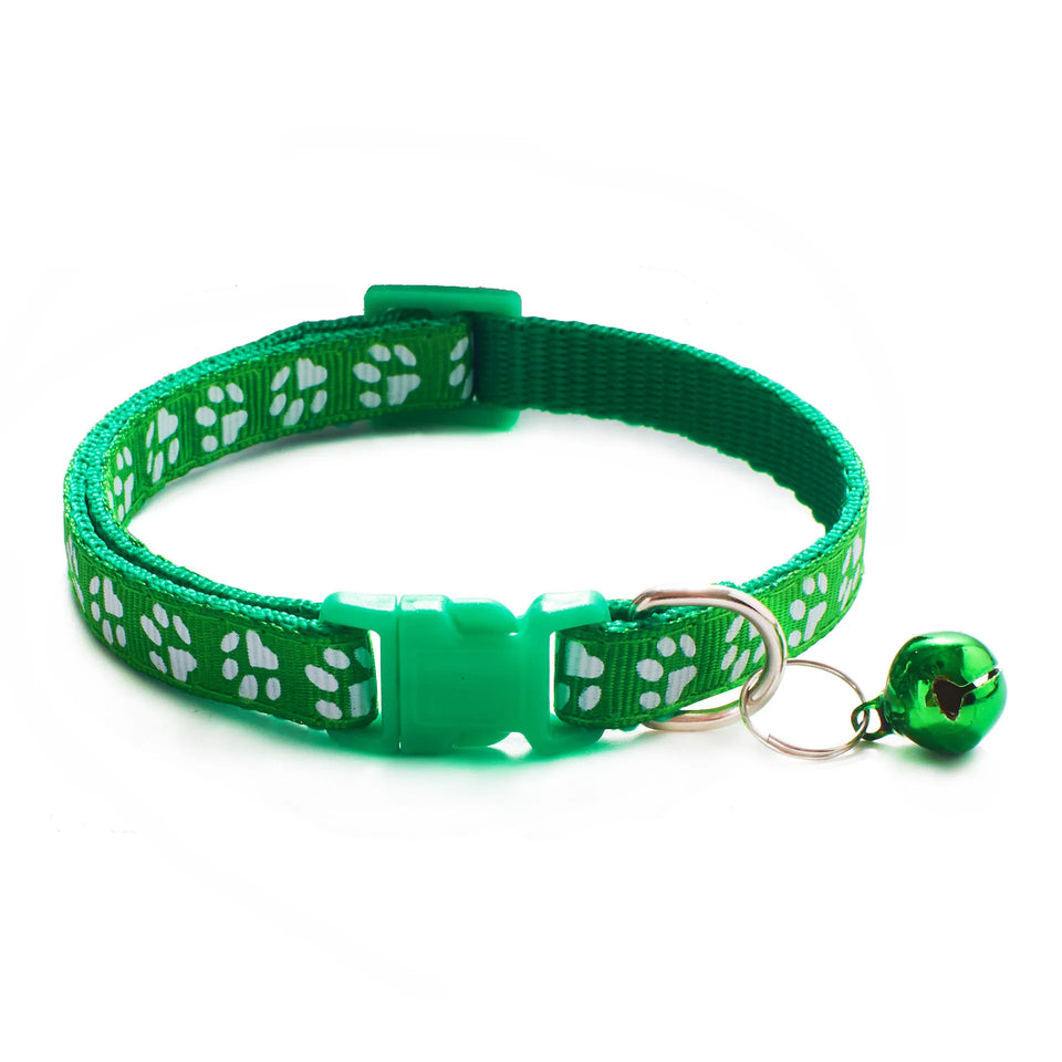 HABO Collar With Bell Cartoon Footprint Colorful Dog Puppy Cat Accessories Kitten Collar Adjustable Safety Bell Ring Necklace