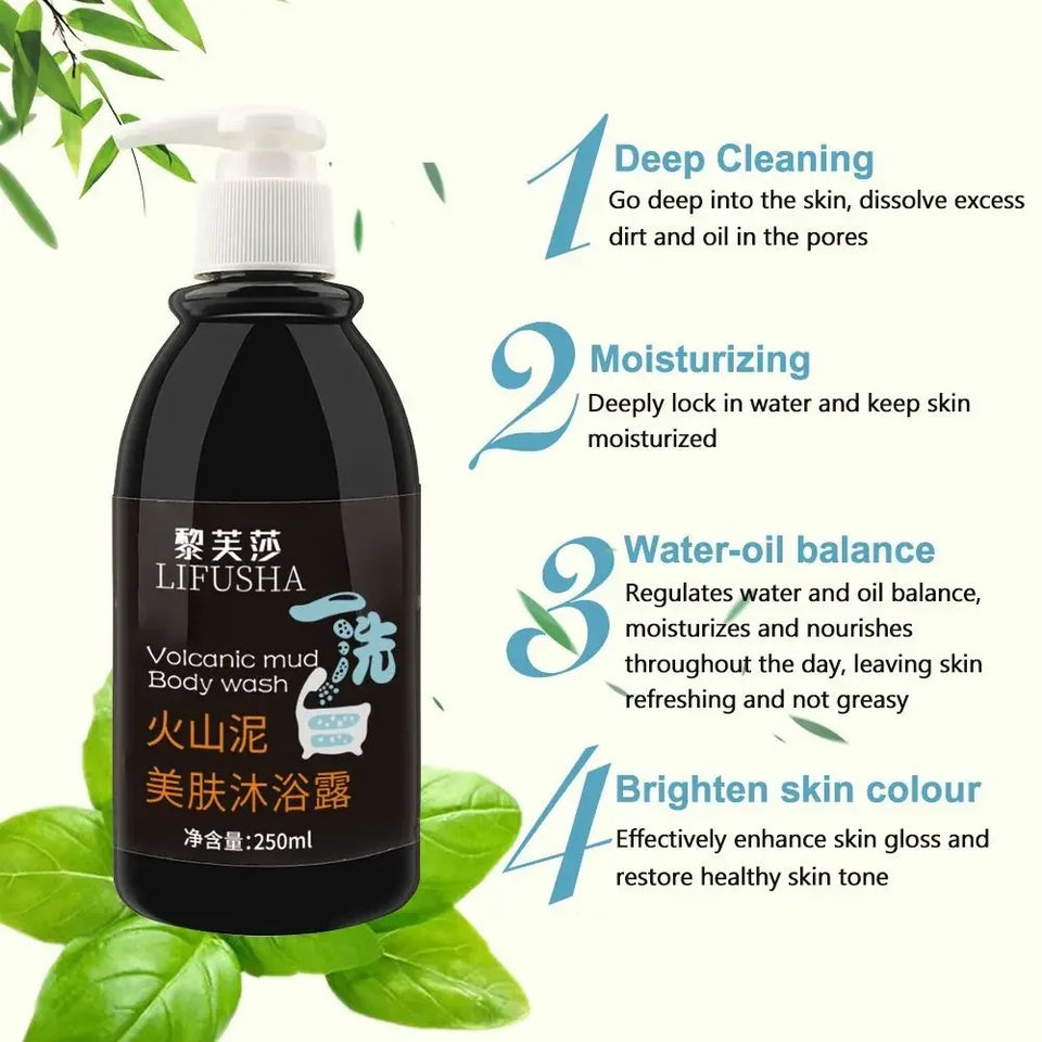 Volcanic Mud Body Wash Effective 3 in 1 Moisturizing Fast Whitening 250ml Firming Skin Deep Sea Mud Body Cleansers