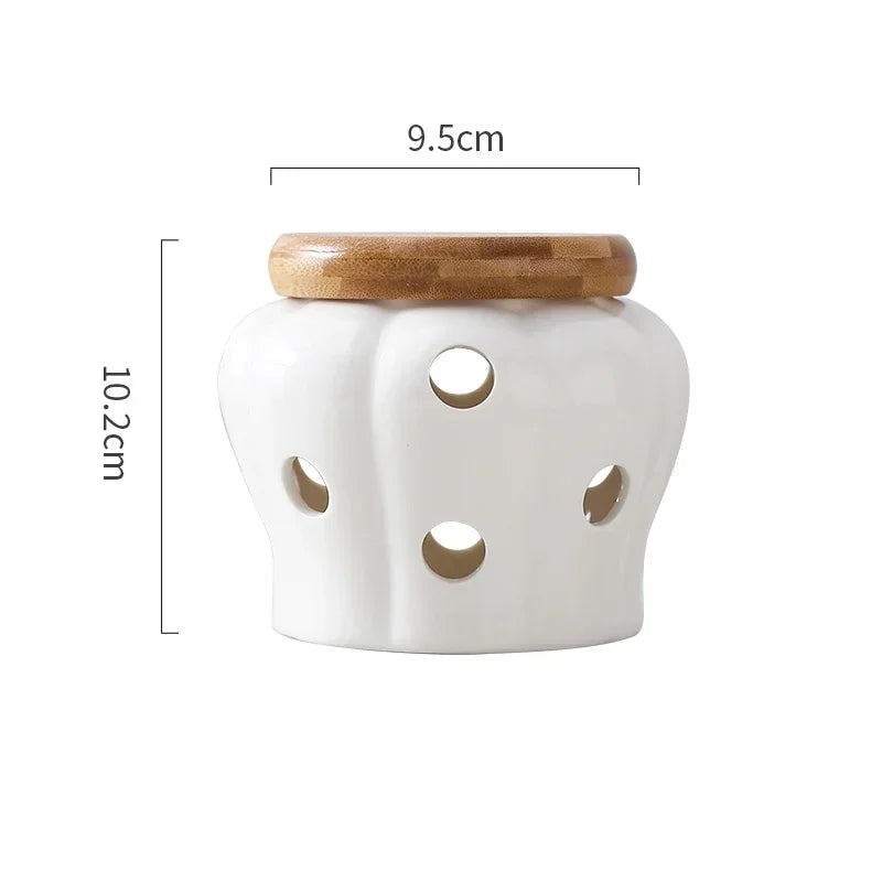 Kitchen Ventilation Storage Tank Pumpkin Jar Hollow Out Ceramic Storage Tank Garlic Ginger Dried Chili Pepper Storage  Jars