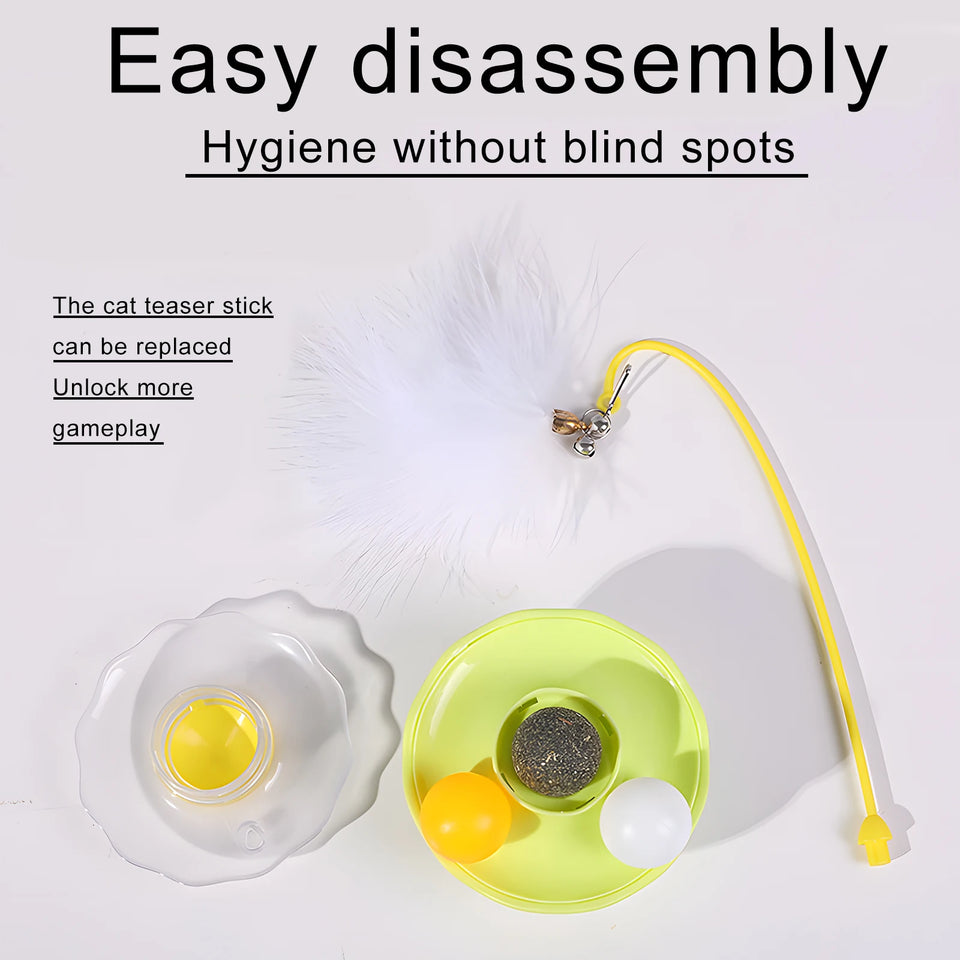 Tumbler Cat Toy Removable Stick Feather Scratching Ball Anti-Bite Turntable Interactive Toy Interesting Pet Supplies