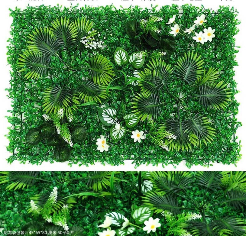 Green Artificial Plants Wall Panel Plastic Outdoor Lawns Fake Flowers Decor  Wedding Backdrop Party Garden Grass Flower Wall