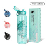 New UZ 1L BPA-Free Water Bottle Artistic Leakproof Shaker Sports Drink Cup Large Capacity Plastic for School Travel Climbing Gym