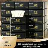 40 packs of four layer thick bamboo pulp natural color toilet paper napkins, 240 sheets of toilet paper for home use