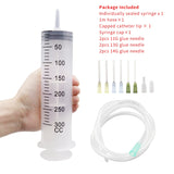 100-550ml Large Syringes With Tube for Liquid Plastic Syringes With Tip Cap for Glue Dispensing, Watering, Refilling, Feeding