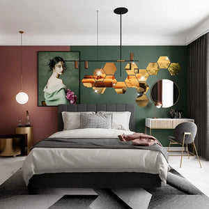 6/12pcs 3D Hexagon Mirror Wall Sticker Rose Gold DIY TV Background Living Room Stickers Wall Decor Bedroom Bathroom Home Decor
