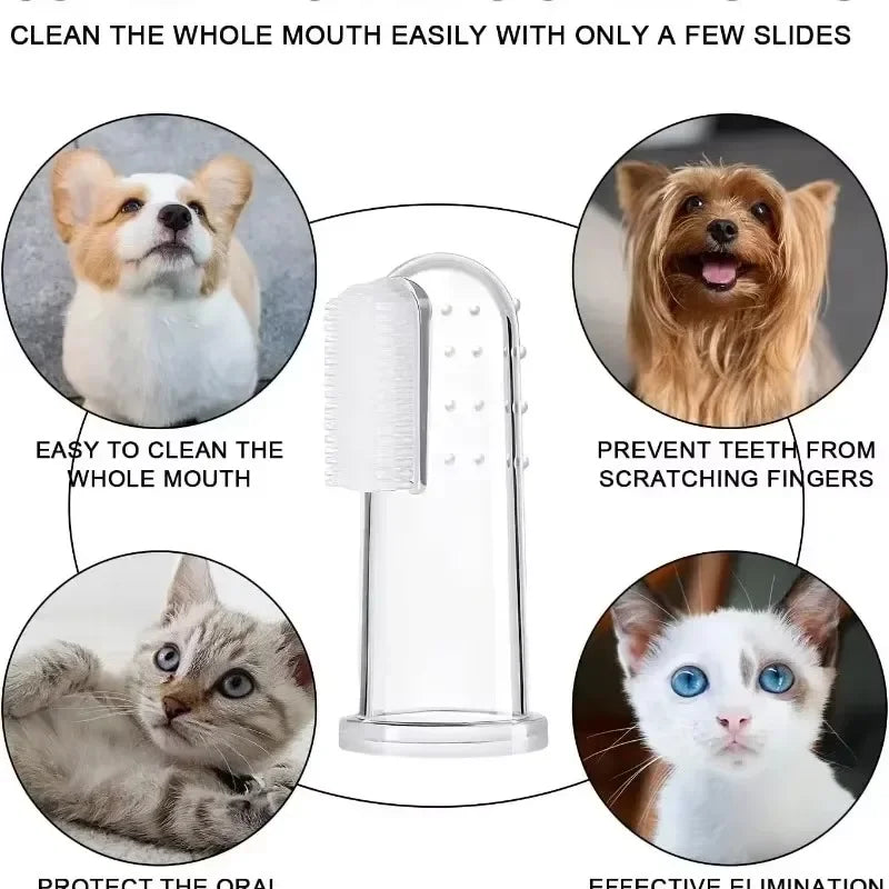 Super Soft Pet Finger Toothbrush Teddy Dog Brush Bad Breath Tartar Teeth Care Tool Dog Cat Cleaning Silicagel Pet Supplies