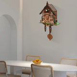 Cuckoo Clock,Wall Mount Time Bell Swing Alarm Watch Imitation Wood Style with Easy-to-Read Dials Bird Clock for Living Room
