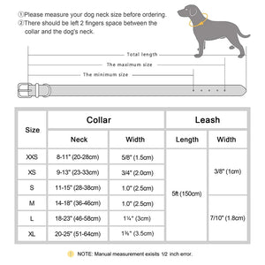 Personalized Dog Collar Leash Set Durable Genuine Leather Dog Collars Engraved Pet ID Necklace With Lead For Small Large Dogs
