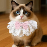 Cat Bow Collar Breakaway Kitten Collar with Cute Bow Tie Girl Cat Collars Cats Princess Costumes Pink Outfit for Kitty and Some