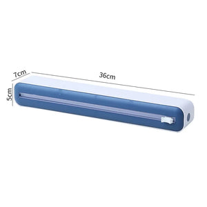 Practical Kitchen Tool Plastic Wrap Dispenser with Cutter, Adjustable Foil & Cling Film Storage Box Food Wrap Organizer