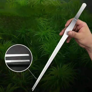 Stainless Steel Aquarium Tweezers Set (27/38/48cm) - Curved Aquascaping Tools for Plants & Feeding, Fish Tank Maintenance Kit