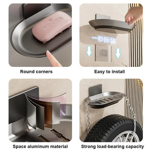 Bathroom Aluminum Alloy Soap Dish Free-Punching Wall Mounted Soap Sponge Holder Organizer Accessories Kitchen Soap Holder