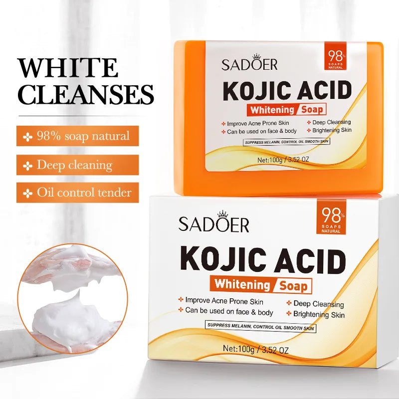 Handmade Kojic Acid Whitening Body Soap Deep Cleaning Shrink Pores Face Brighten Moisturizing Cleansing Essential Soaps 100g