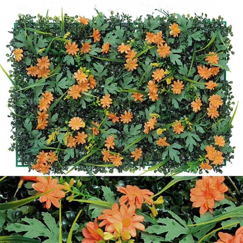 Green Artificial Plants Wall Panel Plastic Outdoor Lawns Fake Flowers Decor  Wedding Backdrop Party Garden Grass Flower Wall