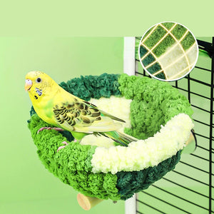 Bird Cage Nest Warm Plush Nest with Stick Bird Beds Parrot Nest Parakeet Nest Cockatiel Bed Winter Sleeping Bed Bird Hammock