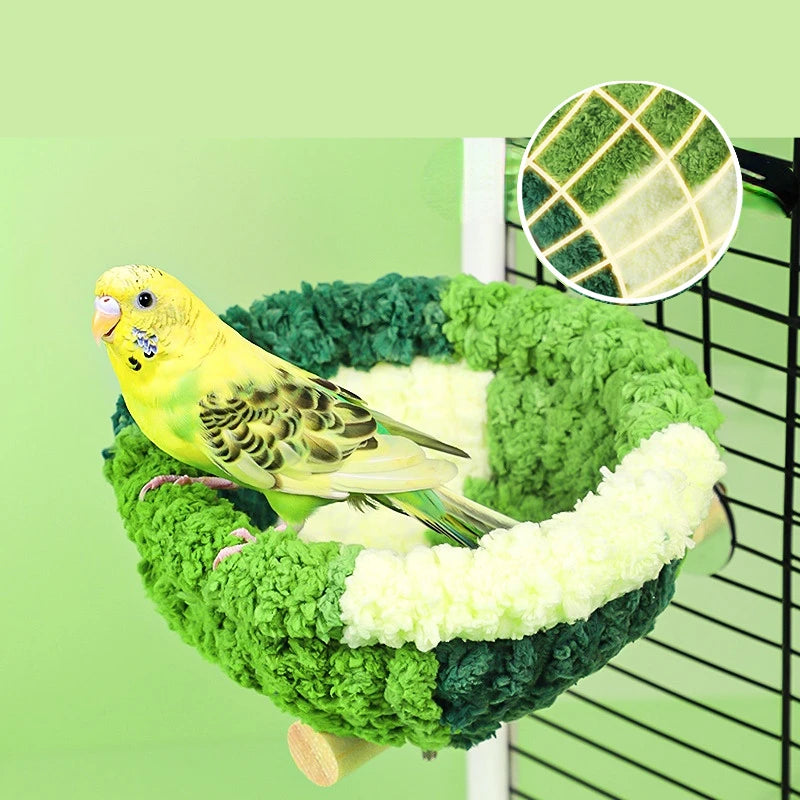 Bird Cage Nest Warm Plush Nest with Stick Bird Beds Parrot Nest Parakeet Nest Cockatiel Bed Winter Sleeping Bed Bird Hammock