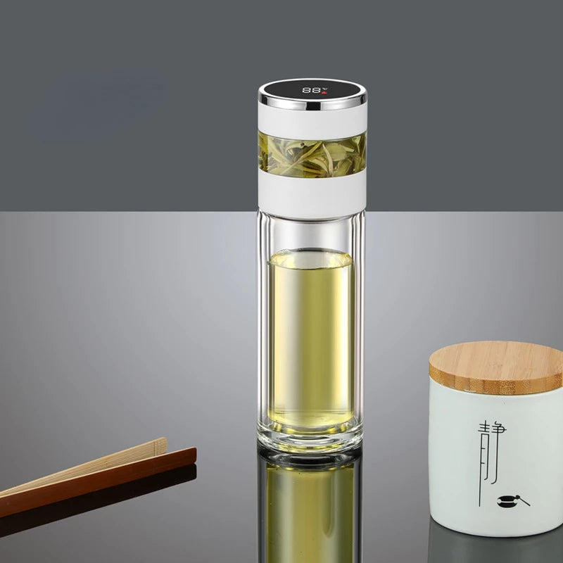 Tea Infuser Vacuum Flask Temperature LED Display 450ml Insulated Cup Stainless Steel Tumbler Thermos Bottle Travel Coffee Mug