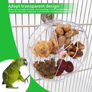 1pc Acrylic Interactive Parrot Toy Rotating Treat Dispenser for Pet Parrot Bird Cage Decoration Mental Stimulation Entertainment