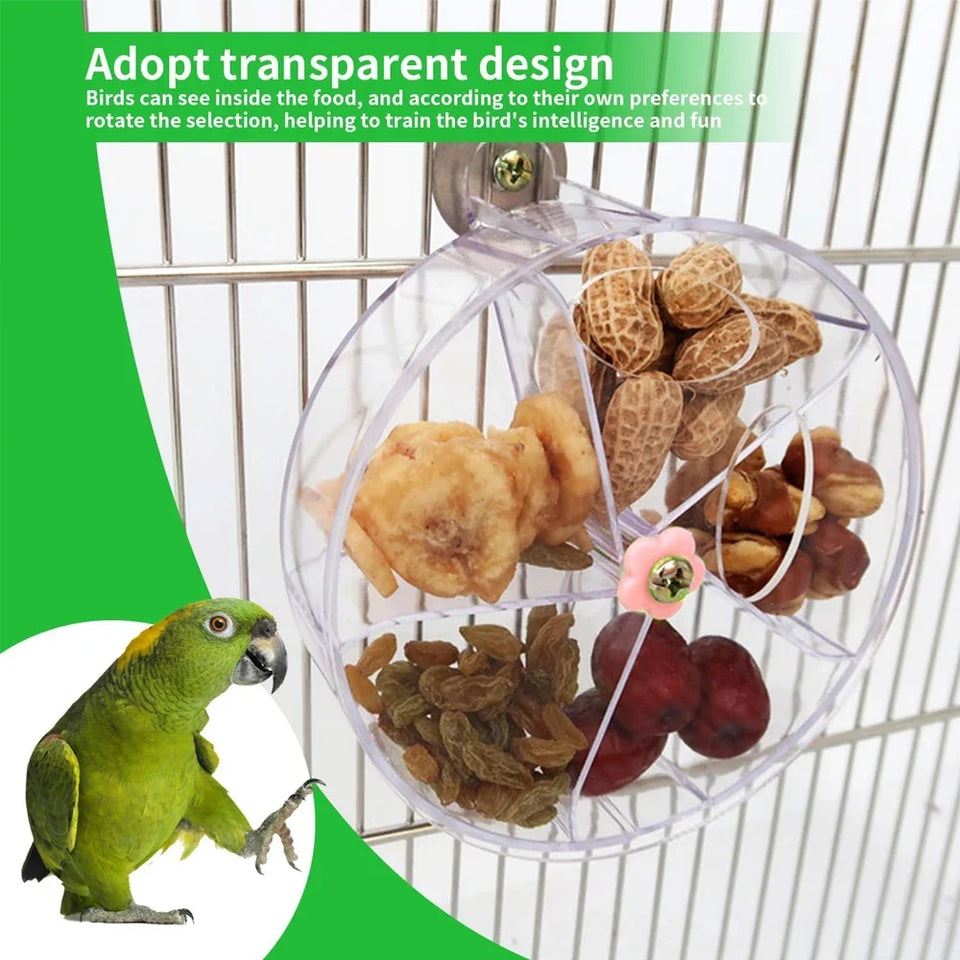 1pc Acrylic Interactive Parrot Toy Rotating Treat Dispenser for Pet Parrot Bird Cage Decoration Mental Stimulation Entertainment