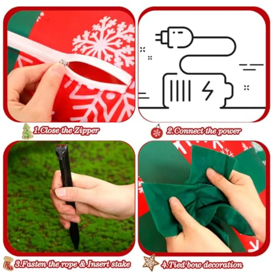 7 Pcs LED Inflatables Outdoor Decorations 6.6 Ft Inflatable Joy Santa Claus Large Blow up Decor for Xmas Party Yard Lawn Garden