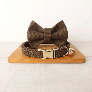 Personalized Name Dog & Cat Collar - Premium Bow Tie Free Engraving ID Name Tag Thick Suit Fiber Material Pets Accessory Collar