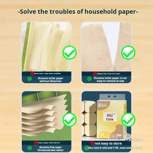 6/12 Rolls Of Bamboo Pulp Colored Toilet Paper Stock, No Core Roll Tissue, Portable Small Roll Toilet Paper, Toilet Paper