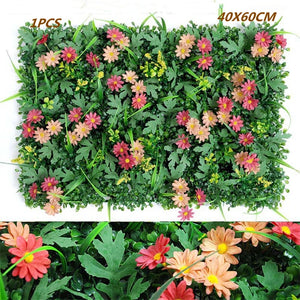 Green Artificial Plants Wall Panel Plastic Outdoor Lawns Fake Flowers Decor  Wedding Backdrop Party Garden Grass Flower Wall