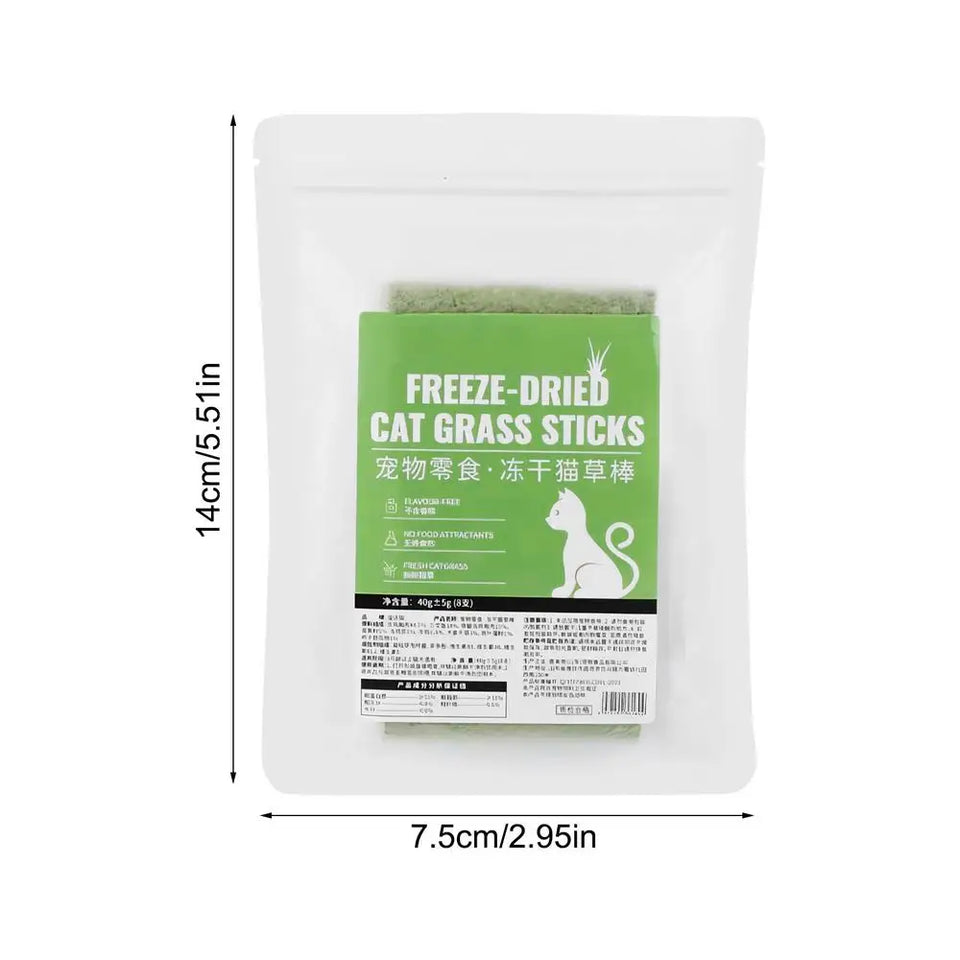 Cat Grass Snacks 8 Sticks Cat Teething Sticks Freeze-Dried Cat Snack Time Treats Flavored Teeth Cleaning Treats For Keeping Cat