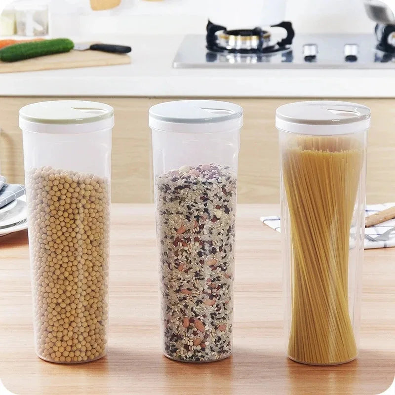 Noodles Storage Container Food Grade Plastic Transparent Airtight Kitchen Multi Compartment Sealed Jars Pantry Dry Food Cylinder