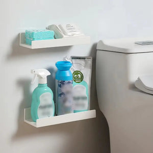 Multifunction Wall Mounted Bathroom Shelf ABS Self Adhesive Shower Storage Rack No-drill Stable Wall Organizer Kitchen Bathroom