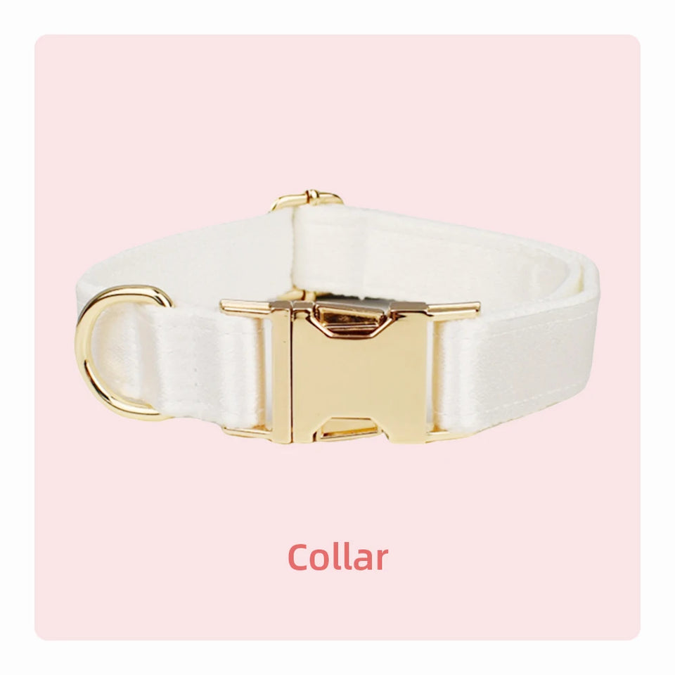 Bowtie Dog Collar Leash Harness White Unique Style Necklace with Detachable Bow Tie for Puppy Small Medium Large Dogs Wedding