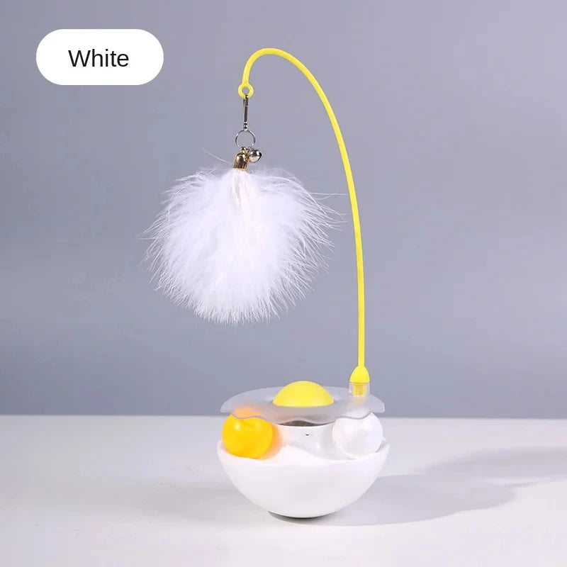 Tumbler Cat Toy Removable Stick Feather Scratching Ball Anti-Bite Turntable Interactive Toy Interesting Pet Supplies