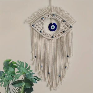 Macrame Wall Hanging Handmade Turkish Evil Eye Pendant Tapestry Nazar Decoration for Home Living Room Wall Home Decor Gift Tapiz