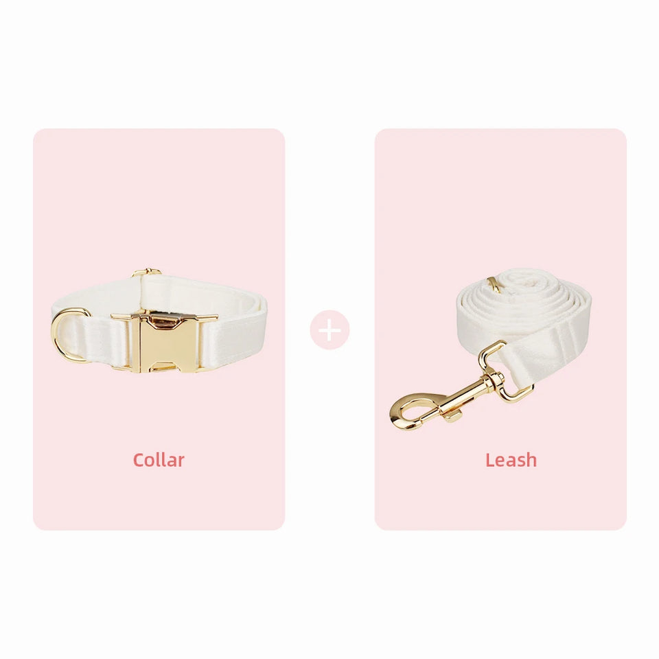 Bowtie Dog Collar Leash Harness White Unique Style Necklace with Detachable Bow Tie for Puppy Small Medium Large Dogs Wedding
