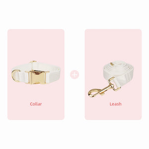 Bowtie Dog Collar Leash Harness White Unique Style Necklace with Detachable Bow Tie for Puppy Small Medium Large Dogs Wedding