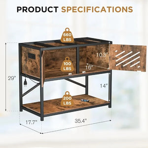4050 Gallon Fish Tank Stand with Builtin Power Outlets and LED Lighting for Home Aquarium Setup Durable Metal Frame with Storag