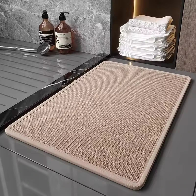 8mm Quick Dry Braided Standing Rug Bathroom Door Mat Water Absorbent Shower Non-slip Bath Mat