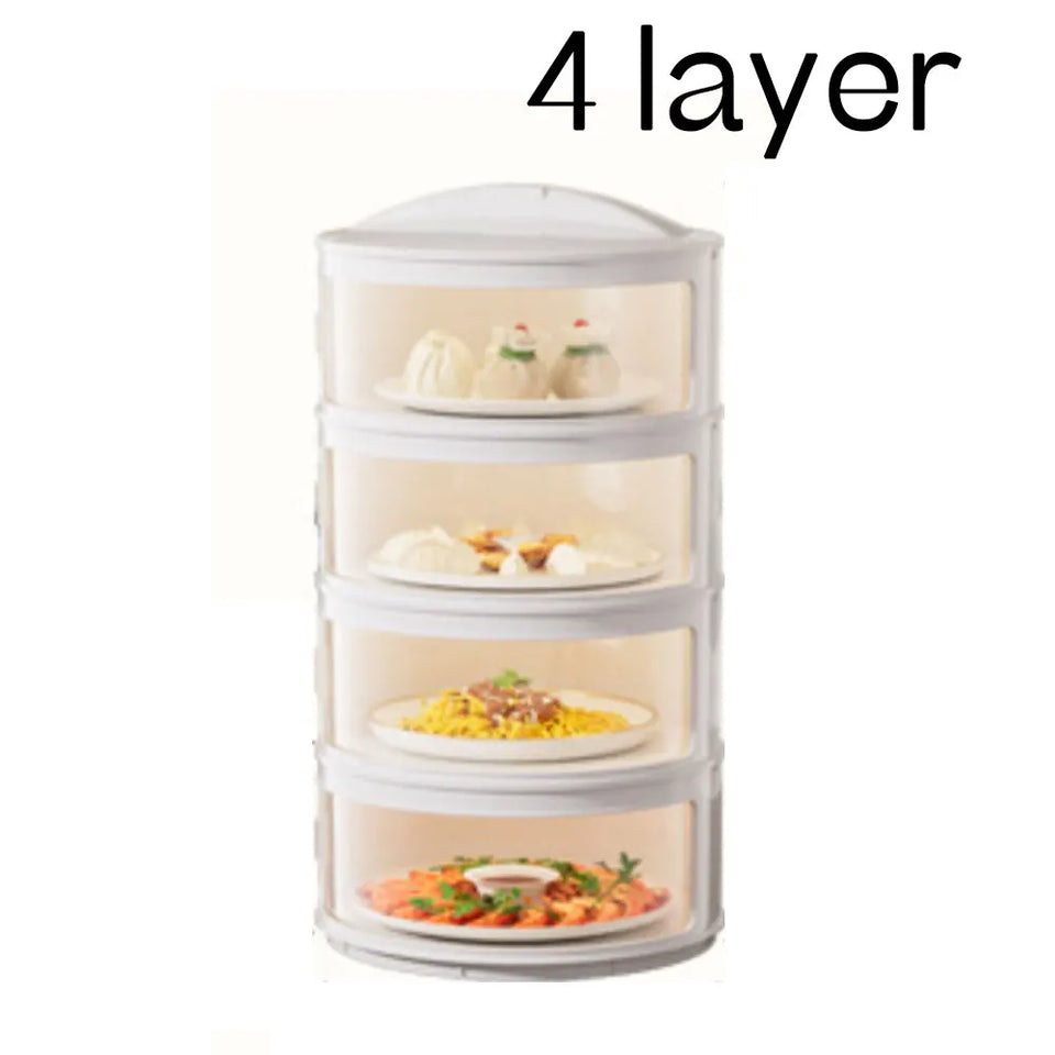 Anti Fly Vegetable Cover Food Insulation Covers 3/4/5 Layer Transparent Stackable Dustproof Leftovers Food Storage Box Container
