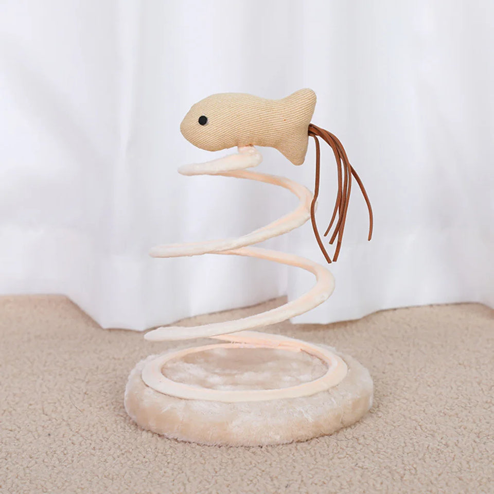 Cat Toy & Scratcher Set - Spiral Steel Spring Linen Disc Scratching Pad + Linen Mouse, Durable Cat Scratching Toy for Nail Care