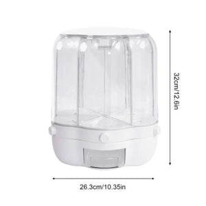 Rotating Food Storage Containers Rice Distributor Transparent Large Capacity Beans Grain Container With Lid