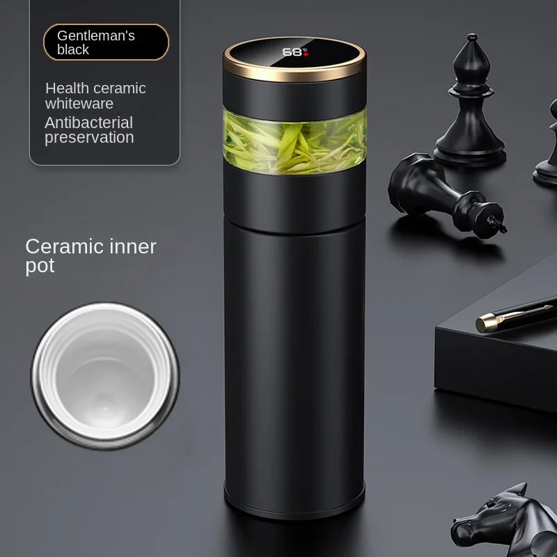 Tea Infuser Vacuum Flask Temperature LED Display 450ml Insulated Cup Stainless Steel Tumbler Thermos Bottle Travel Coffee Mug
