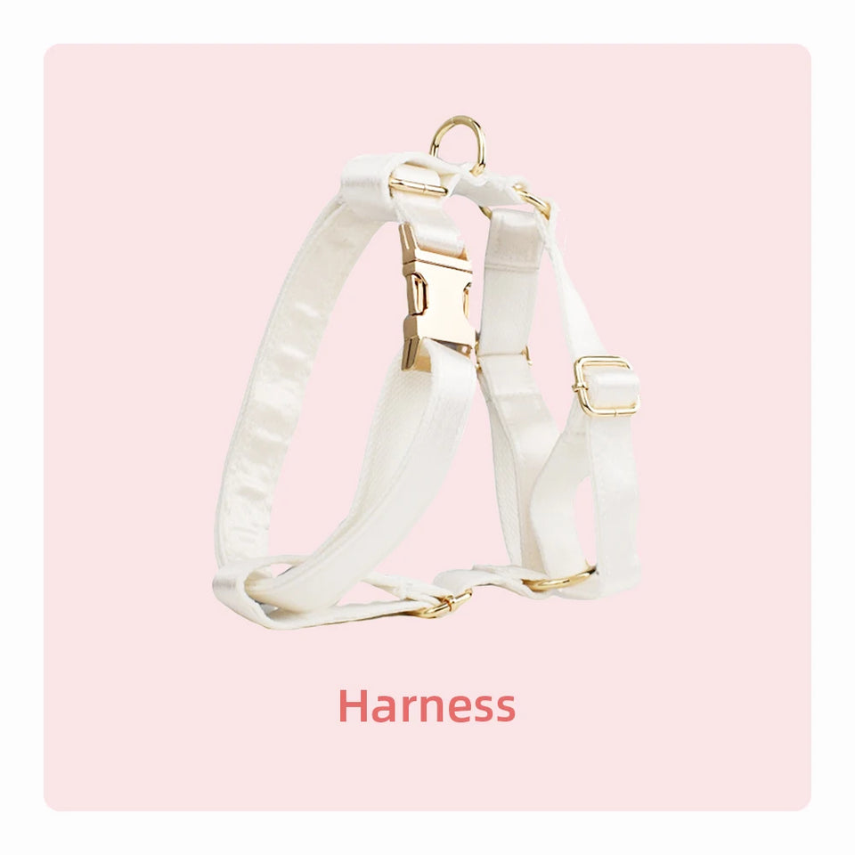 Bowtie Dog Collar Leash Harness White Unique Style Necklace with Detachable Bow Tie for Puppy Small Medium Large Dogs Wedding