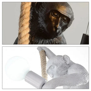 SANDYHA Nordic Retro Resin Monkey Wall Lamps for Living Room Home Decor Bedroom Led Lights Kitchen Island Dining Table Lightings
